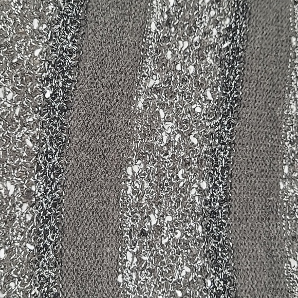 Agb Grey Metallic Striped Cowel Neck Short Sleeve Sweater - 1X - Picture 3 of 9
